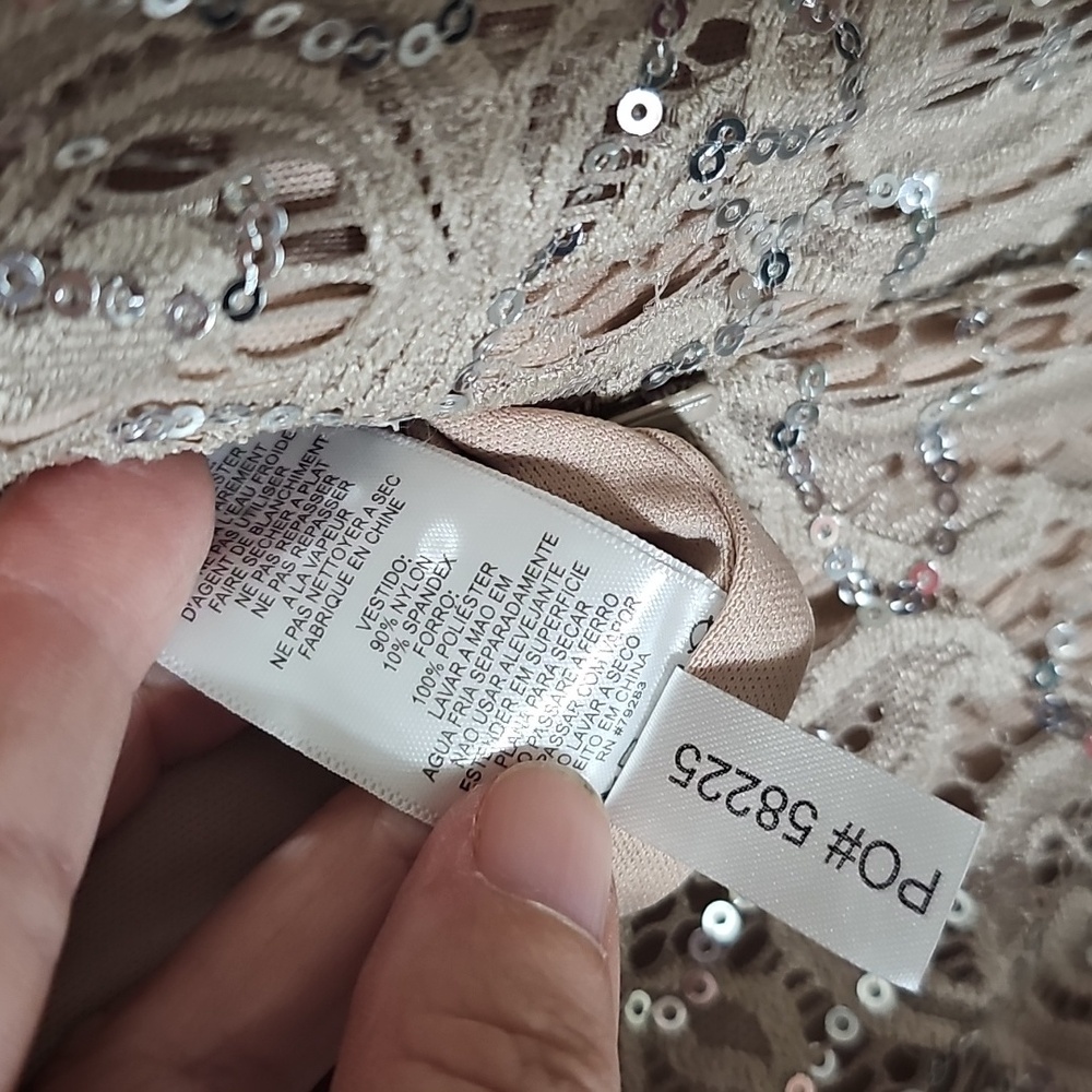 Alex Evenings Taupe Sequin Lace Maxi Dress - Picture 6 of 7